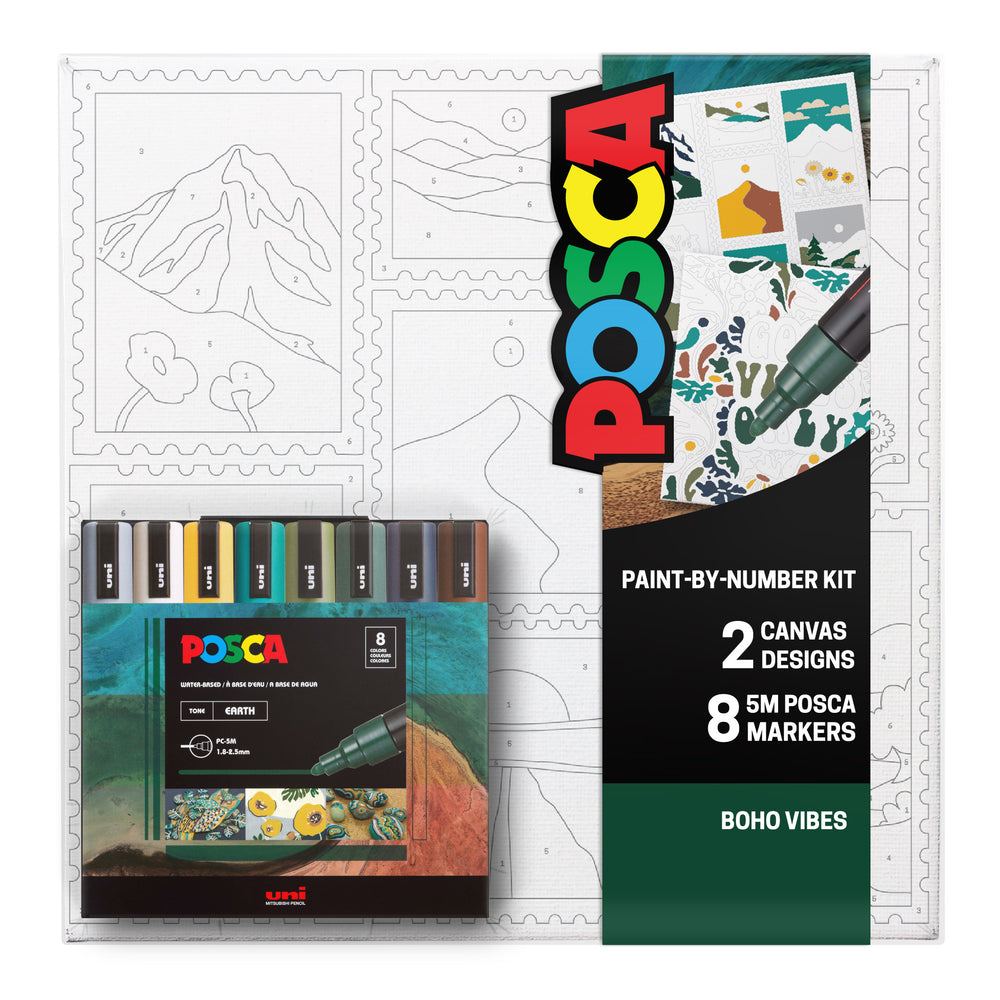Boho POSCA Paint-By-Number Canvas Kit including Markers - Odd Nodd Art Supply