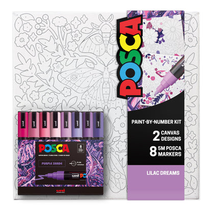Lilac POSCA Paint-By-Number Canvas Kit including Markers - Odd Nodd Art Supply
