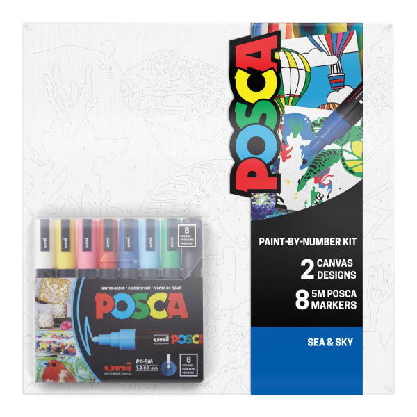 Sea Sky POSCA Paint-By-Number Canvas Kit including Markers - Odd Nodd Art Supply