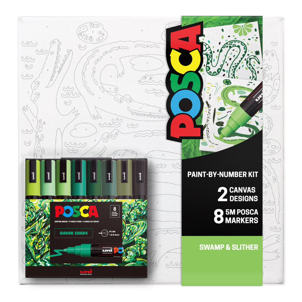 Swamp POSCA Paint-By-Number Canvas Kit including Markers - Odd Nodd Art Supply
