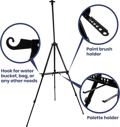 Trekker Aluminum Adjustable Art Easel with Carry Bag