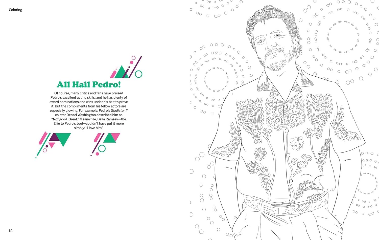 Pedro Pascal Coloring & Activity Book
