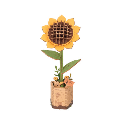 Sunflower 3D Wooden DIY Flower Puzzle Sets - Odd Nodd Art Supply