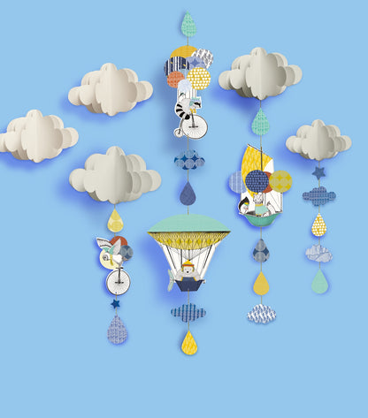 Example of the assembled Polar Expedition craft kit on a sky blue wall