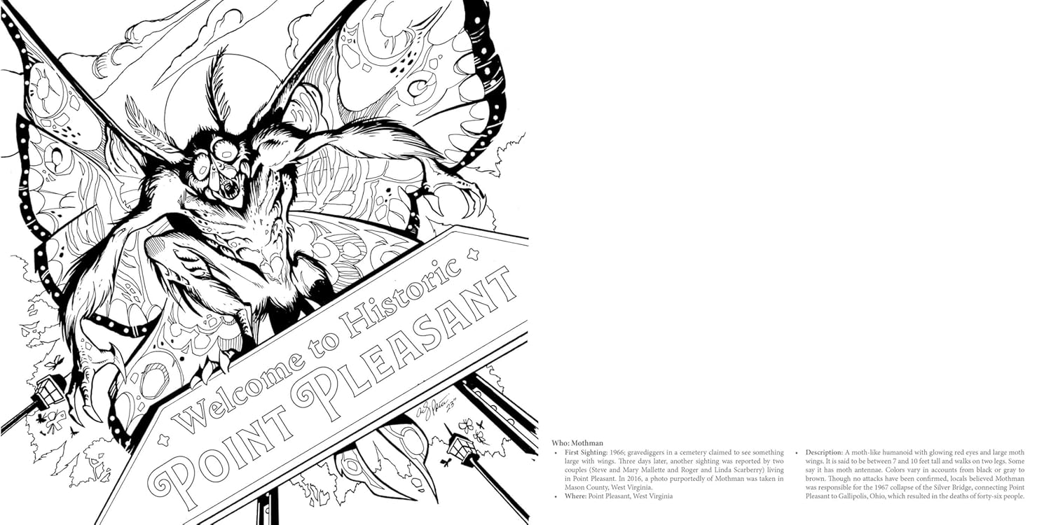 The Cryptid Creatures Coloring Book: From Bigfoot and Mothman to the Chupacabra, Color the World's Most Mysterious Monsters