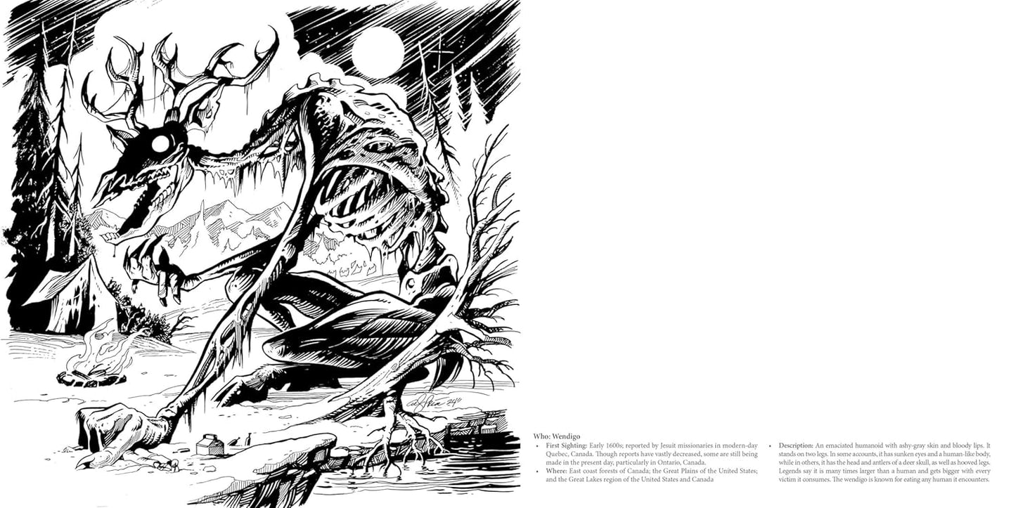 The Cryptid Creatures Coloring Book: From Bigfoot and Mothman to the Chupacabra, Color the World's Most Mysterious Monsters