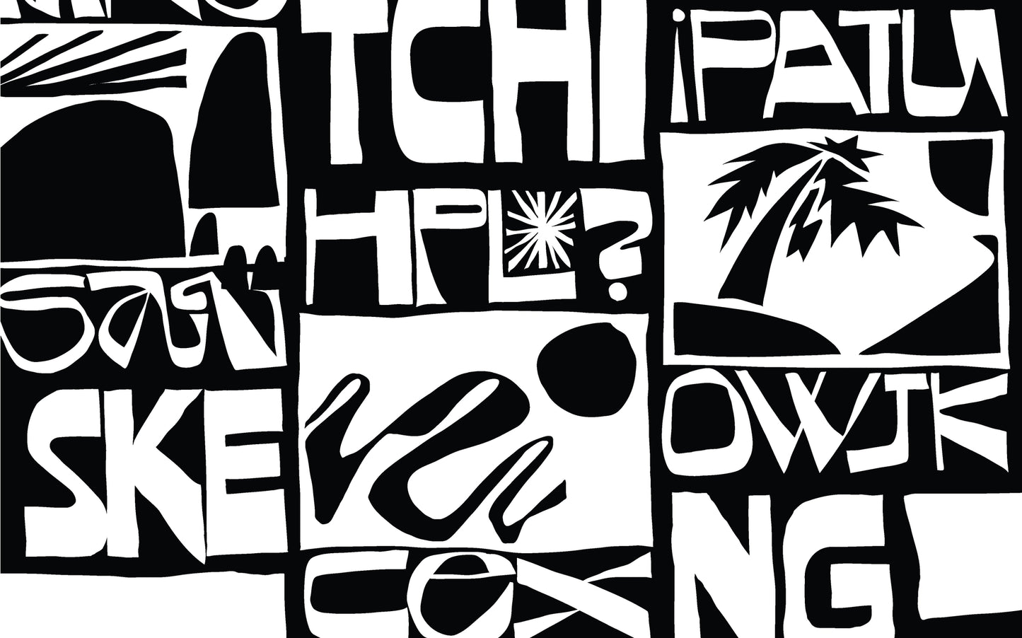 Internal page of bold black and white typeface design