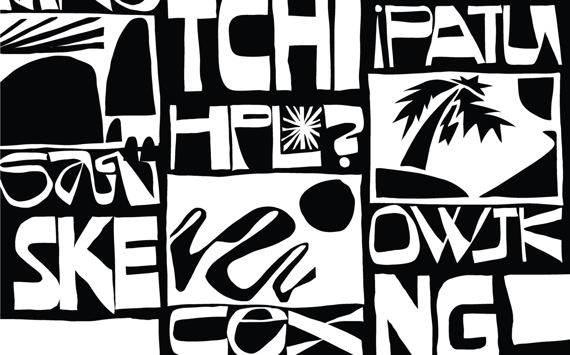 Internal page of bold black and white typeface design