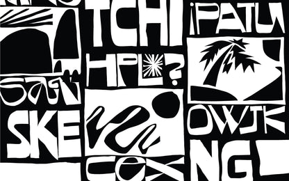 Internal page of bold black and white typeface design