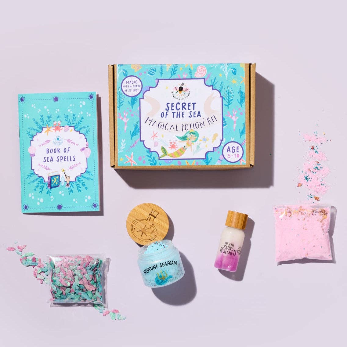 Retail packaging and contents of the Secret of the Sea Potion Kit