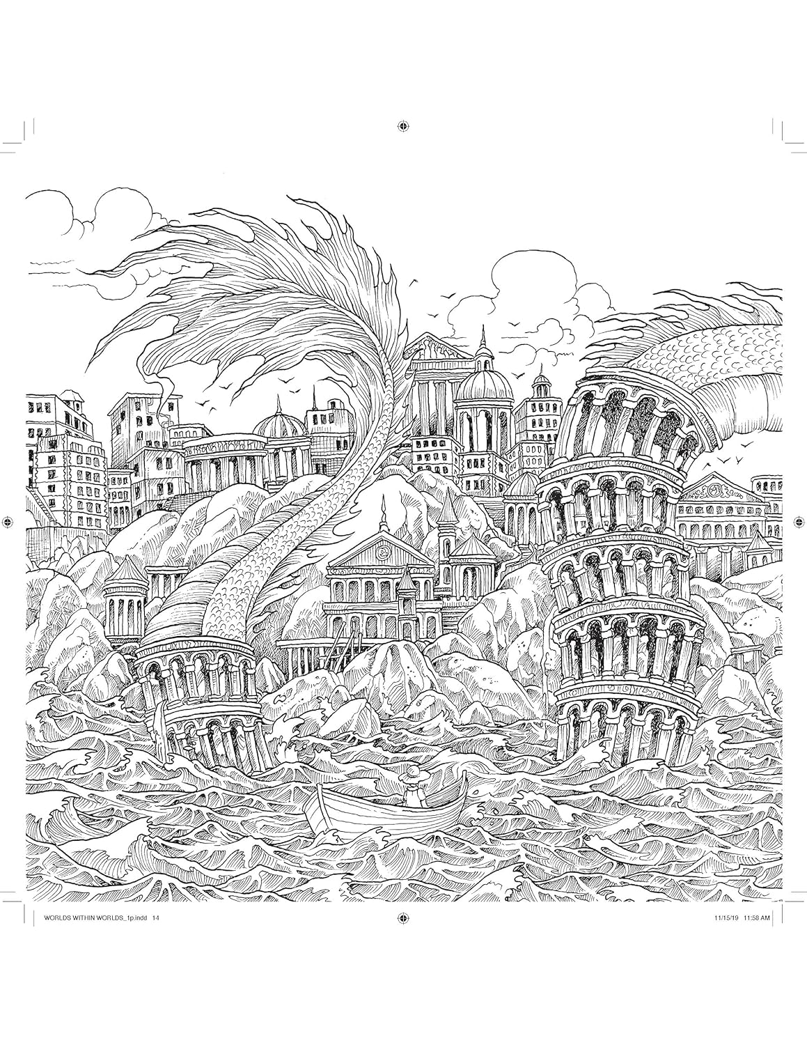 Worlds Within Worlds Coloring Book by Kerby Rosanes