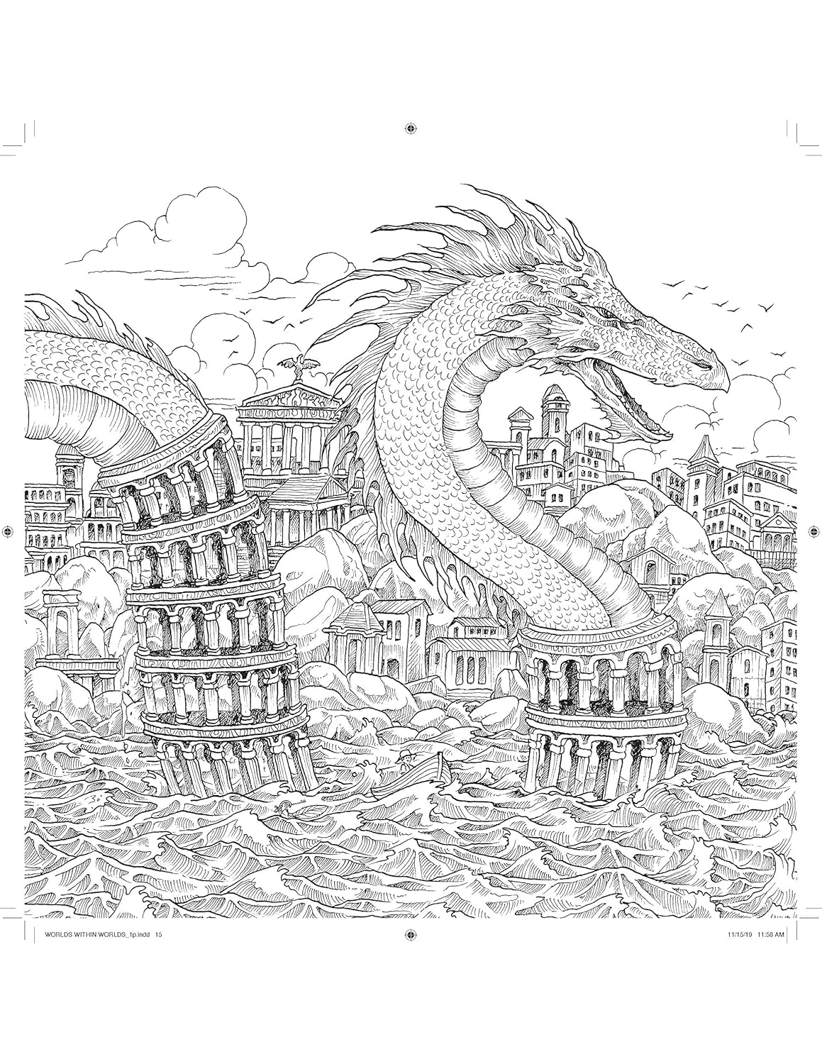 Worlds Within Worlds Coloring Book by Kerby Rosanes