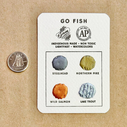 Go Fish Beam Travel Card with colors: Steelhead, Northern Pike, Wild Salmon, and Lake Trout
