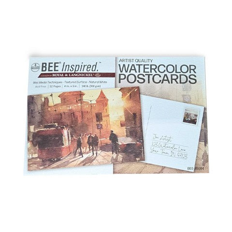 Watercolor Postcards Bee Paper