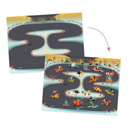 Road scene before and after rub-on transfers