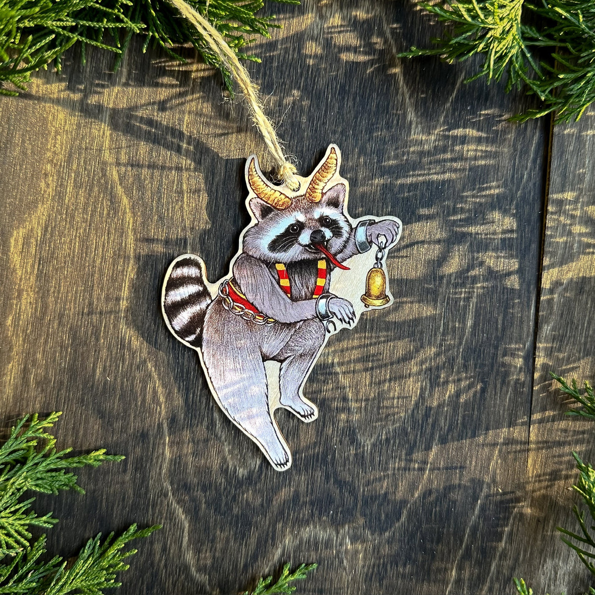 Photo of Allison Stoiser Art Krampus Raccoon ornament