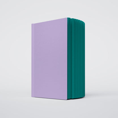 Uglybook in No 1 Lilith with a lavender cover and deep teal pages