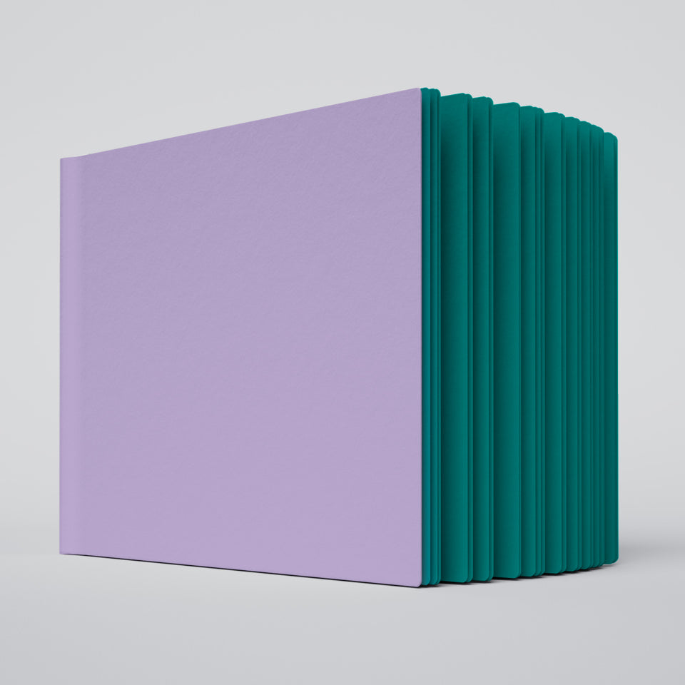 Uglybook in No 2 Pluto with a lavender cover and deep teal pages