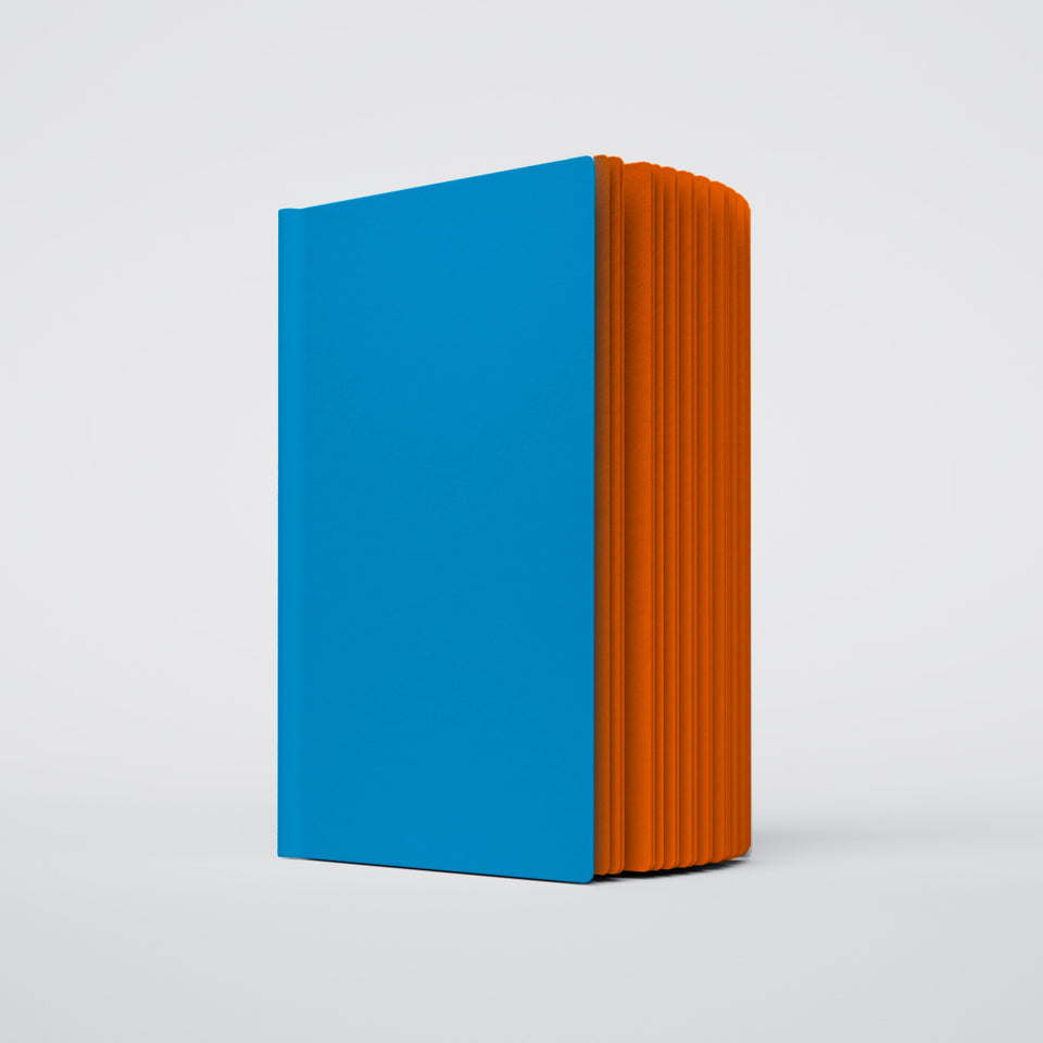 Uglybook in No 1 Sports! with a bright blue cover and orange pages