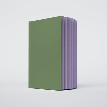 Uglybook in No 1 Tennis Elbow with a sage green cover and lavender pages