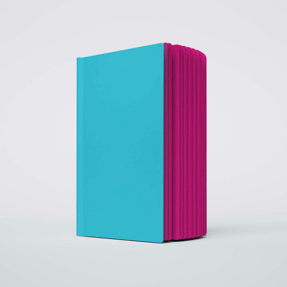 Uglybook in No 1 Blazer with an aqua cover and magenta pages
