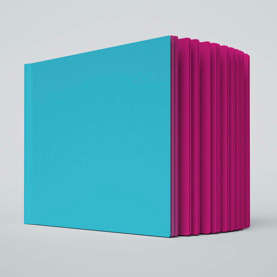 Uglybook in No 2 Blazer with an aqua cover and magenta pages