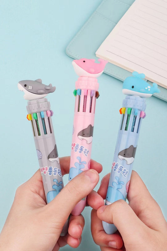 Dolphin Shark Whale 10-Color Retractable Pen - Odd Nodd Art Supply