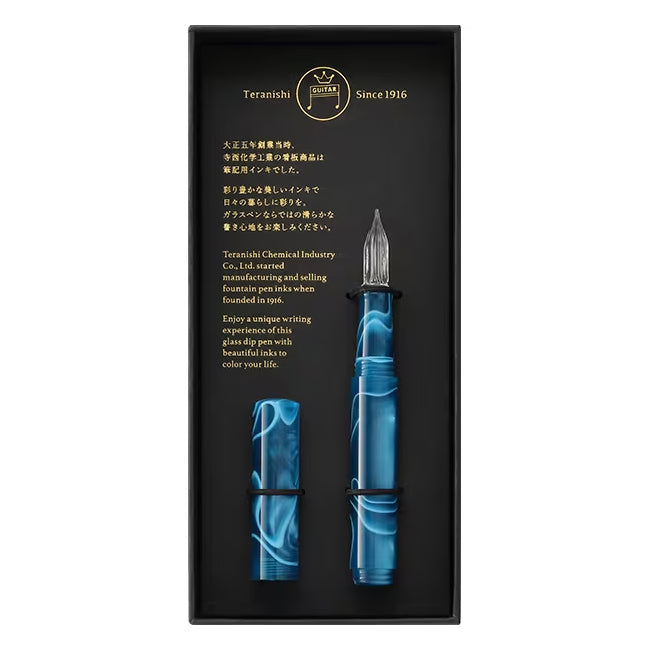 Teranishi Guitar Aurora Glass Pen with Cap - Peacock Blue