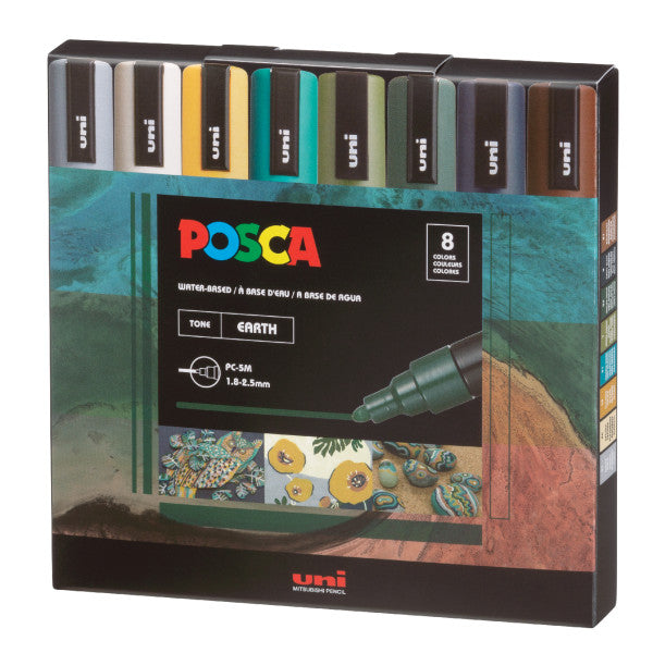5M Earth Tones 8 POSCA Acrylic Paint Marker Sets - Odd Nodd Art Supply