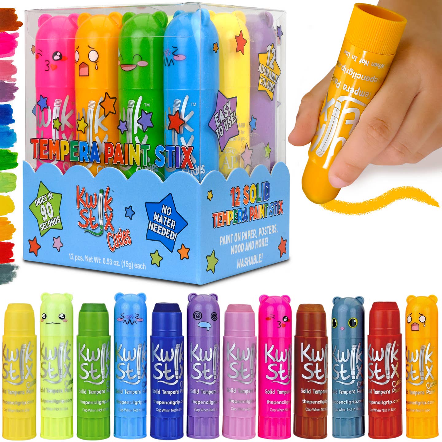 tempera paint sticks with animal themed shapes in 12 colors
