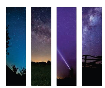 four different nighttime sky scenes on zen strips