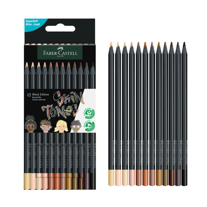 12 Skin Tone Set Faber Black Edition Colored Pencils - Odd Nodd Art Supply