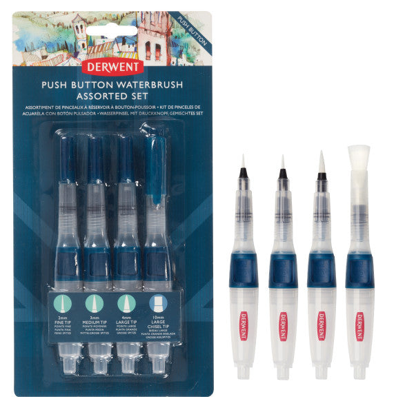 Assorted Set Derwent Push Button Waterbrushes - Odd Nodd Art Supply