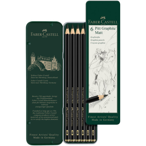 6 Faber Pitt Graphite Matte Pencil Sets - Odd Nodd Art Supply
