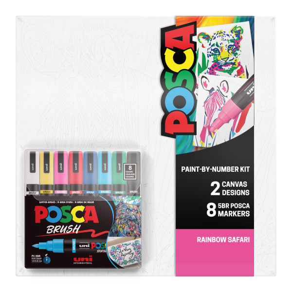 Rainbow POSCA Paint-By-Number Canvas Kit including Markers - Odd Nodd Art Supply