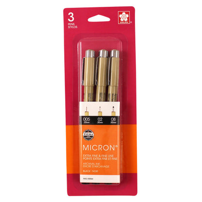 Pigma Micron 3 Pen Set 005 02 08 - Odd Nodd Art Supply