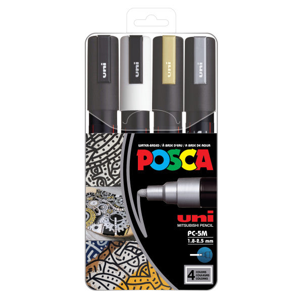 4 Color 5M POSCA Acrylic Paint Marker Sets - Odd Nodd Art Supply