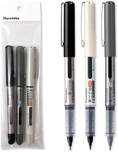 3 Pack Fudegocochi Brush Pen Fine Kuretake - Odd Nodd Art Supply