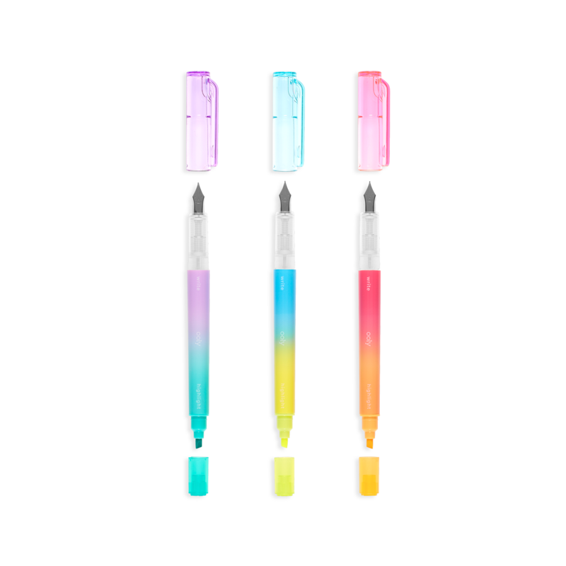 Writer's Duo 2 in 1 Fountain Pens + Highlighters Colors - Odd Nodd Art Supply