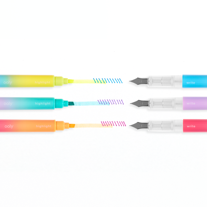 Writer's Duo 2 in 1 Fountain Pens + Highlighters 3 set - Odd Nodd Art Supply