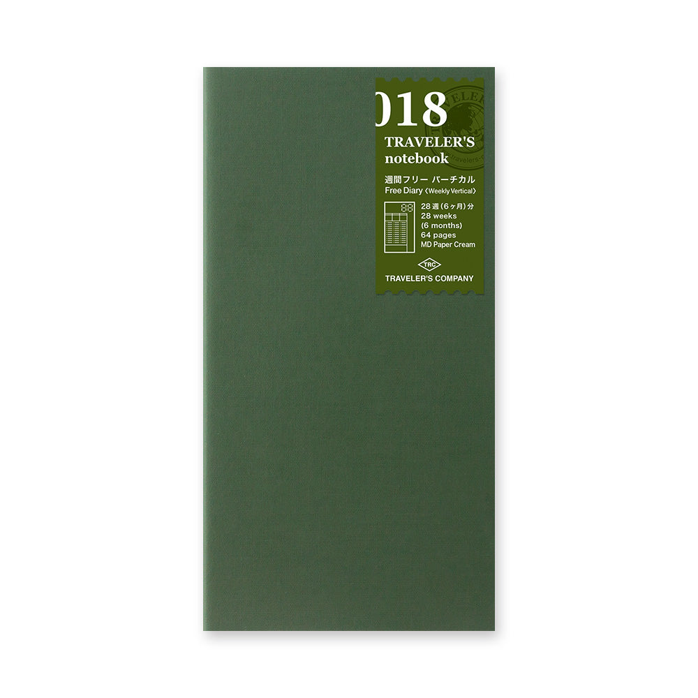 #018 Free Diary Weekly Vertical Traveler's Company Regular Sized Notebooks and Refills - Odd Nodd Art Supply