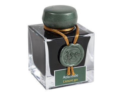 Vert Atlantide 350th Anniversary Ink with Gold Sheen J. Herbin Fountain Pen Anniversary Inks - Odd Nodd Art Supply