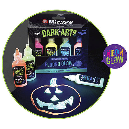 Micador Dark Arts Neon Fluoro Glow 3D Paint Set - Odd Nodd Art Supply