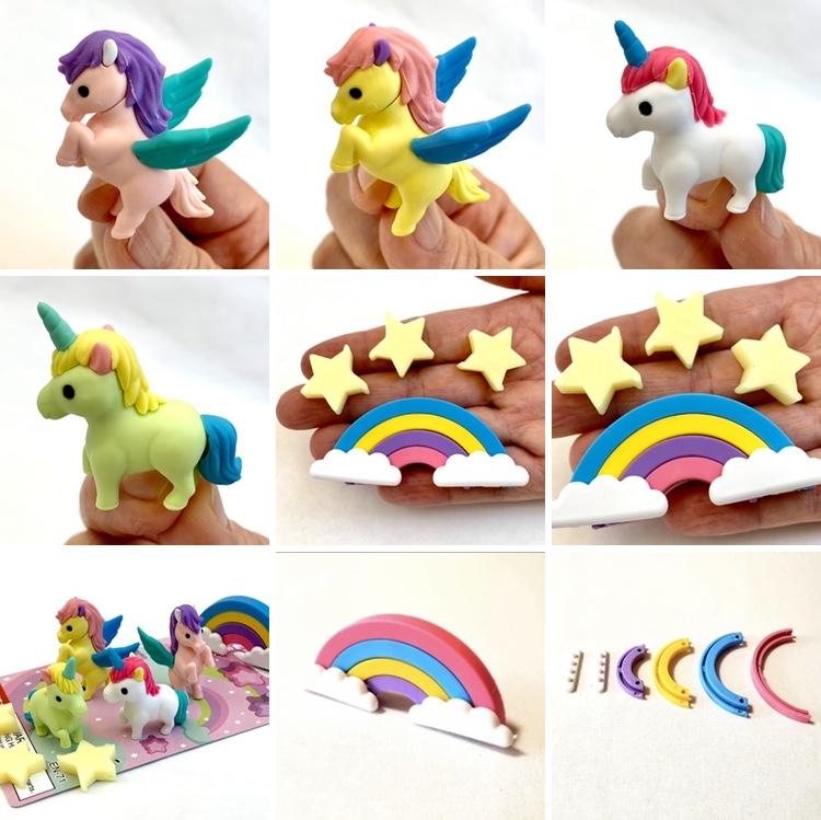 Iwako Unicorn and Pegasus Puzzle Erasers Set - Odd Nodd Art Supply