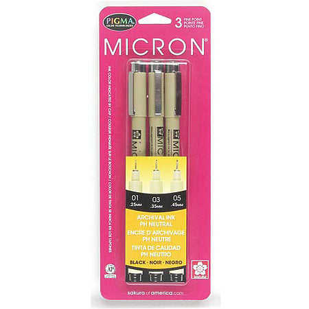 Pigma Micron 3 Pen Set 01 03 05 - Odd Nodd Art Supply