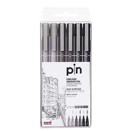 Grey uni Pin Fineliner Sets - Odd Nodd Art Supply