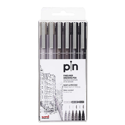 Grey uni Pin Fineliner Sets - Odd Nodd Art Supply