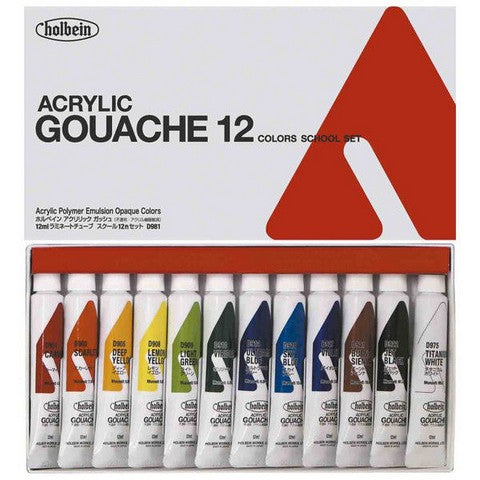 Acryla Gouache Sets 12 Colors School Set - Odd Nodd Art Supply