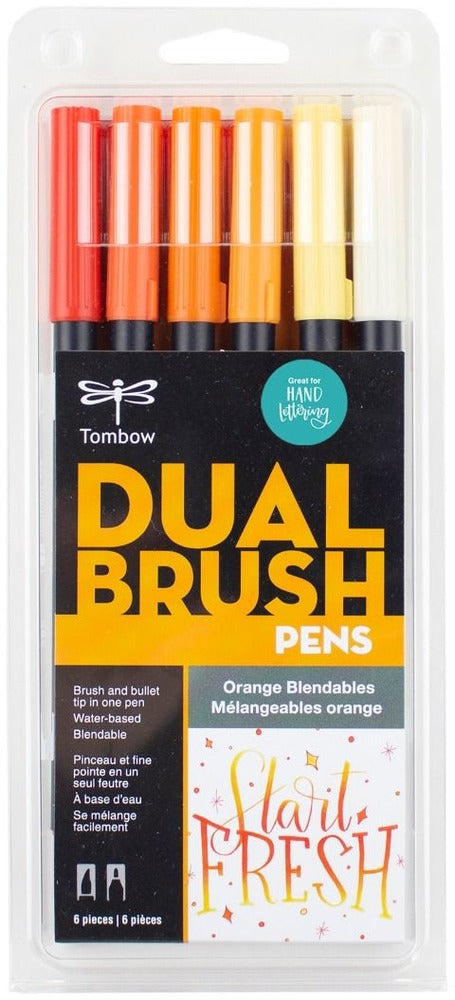 Orange 6 Dual Brush Pen Sets - Odd Nodd Art Supply