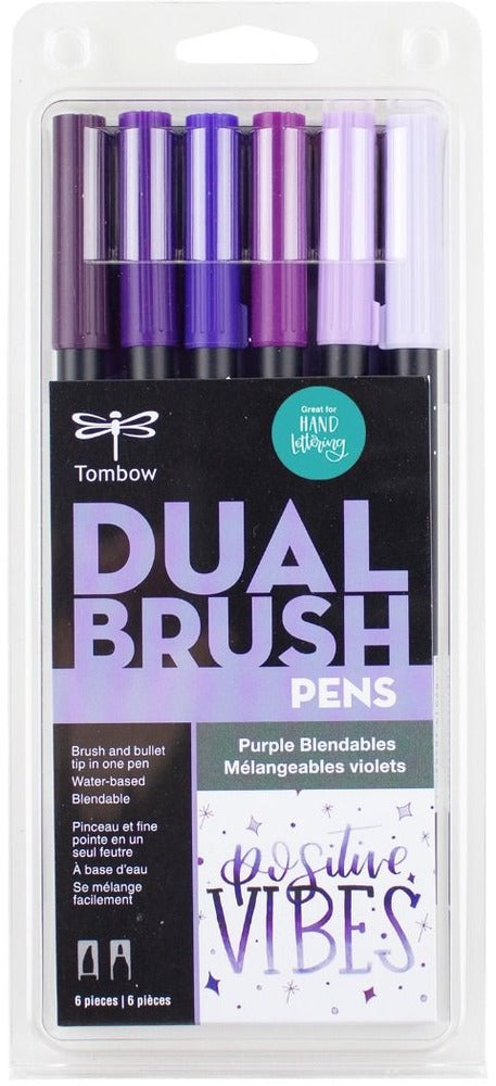Purple 6 Dual Brush Pen Sets - Odd Nodd Art Supply